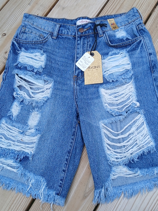 Vibrant Denim - Vibrant Distressed Blue Women’s Denim Shorts